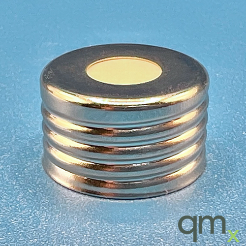 18mm Silver Metal Closure with Blue 0.060" PTFE/Silicone Lined