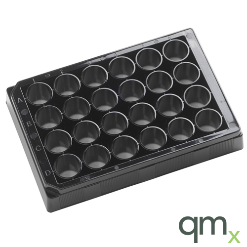24-well clear bottom PS microplate Black, Tissue Culture Treated. With Lid.Individually packed.