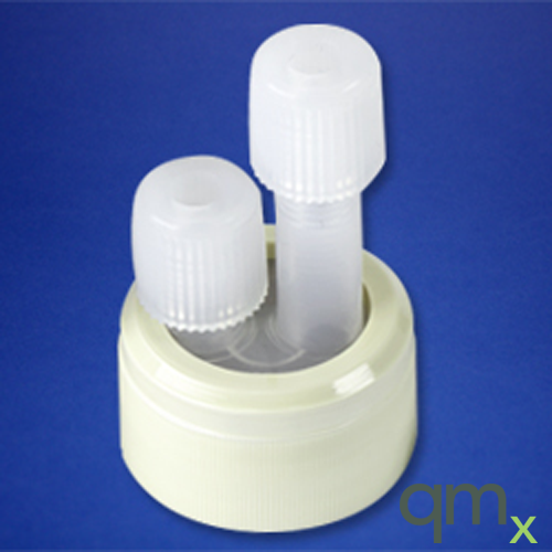 33 mm impinger closure, (2) 1/4in OD tube ports, PFA insert,