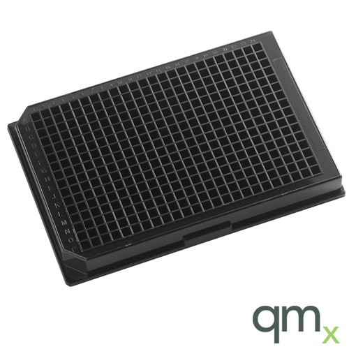 384-well clear bottom microplate Black, T/C Treated. With Lid.Individually packed