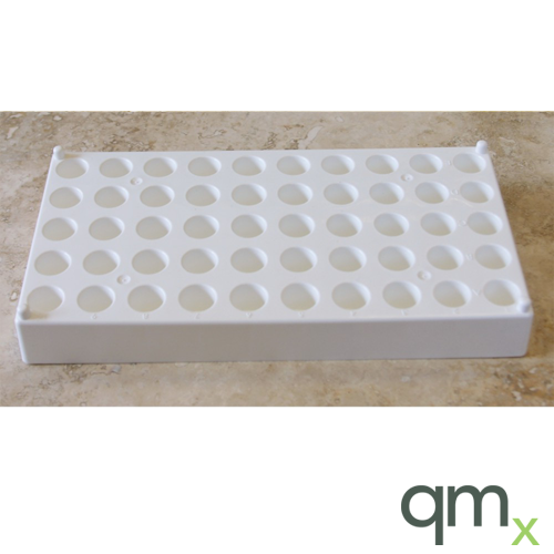 50 Position White Stackable Rack for 12mm Vials
