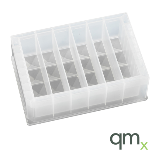 6 column,reservoir, partitioned, pyramid bottom natural polypropylene