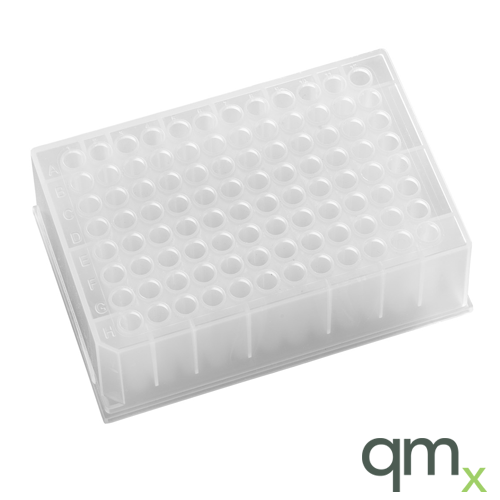 96 1ml Deep well, rimmed, Sterile Polypropylene, round well, DNase/RNase free, inner bag of 5