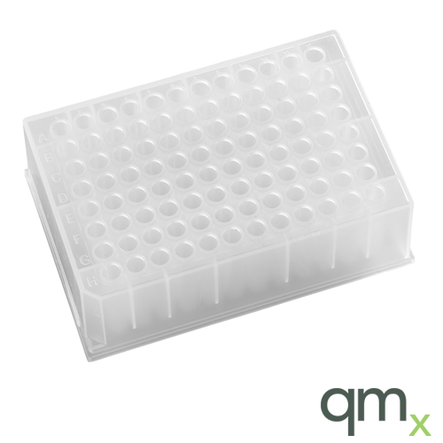 96 Deep well, 1ml/well, Polypropylene, round well,. Raised rim DNase/RNase free, inner bag of 5