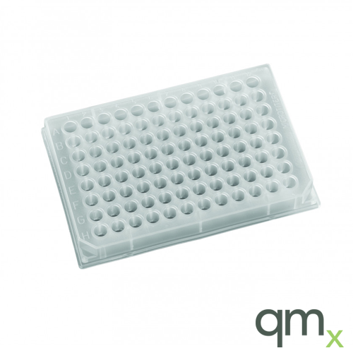 96 Shallow well, polypropylene, flat bottom, raised rim, 350µl, sterile, individually packed