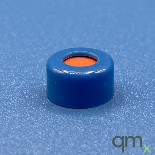 9mm Cap, Blue, PTFE/Red Rubber