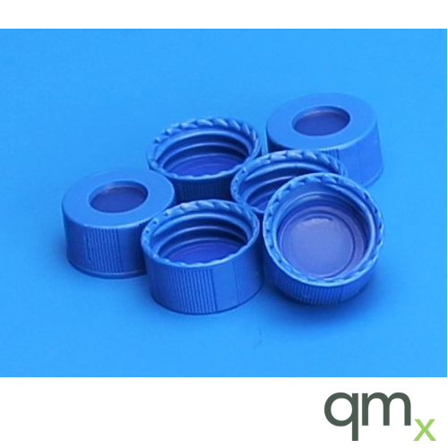 9mm Cap, Blue, PTFE/Silicone, Ultra Low Bleed for MS