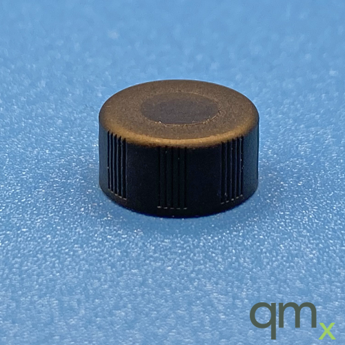 9mm Solid Top R.A.M.â„¢ Ribbed Cap, Black Polypropylene, PTFE/F217 Lined