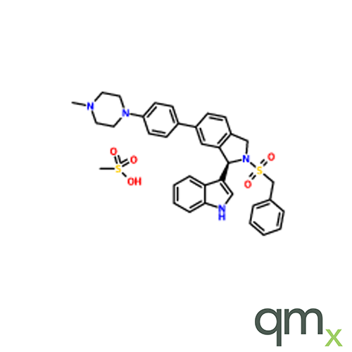 (R)-3-(2-(Benzylsulfonyl)-6-(4-(4-methylpiperazin-1-yl)phenyl)isoindolin-1-yl)-1H-indole mesylate salt, neat