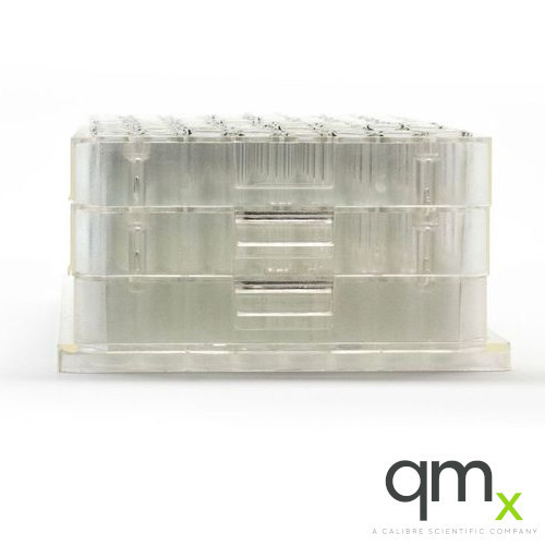 1.5ml Clear Borosilicate Glass Flat Bottom Vial, Bottom Barcode, 9x44mm in Multi-Tier Plate Base Plate (96/plate)