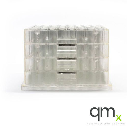 2.0ml Clear Borosilicate Glass Flat Bottom Vial, Bottom Barcode, 9x50mm in Multi-Tier Plate Base Plate (96/plate)