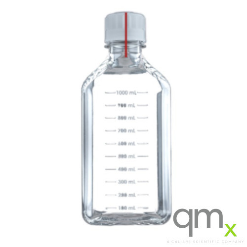 1000 mL Purillex PETG Square Media Bottle, Heat-Shrink Band, Sterile